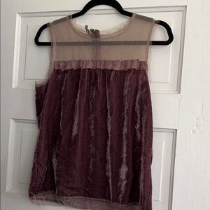 Anne Taylor Loft mesh and velvet top